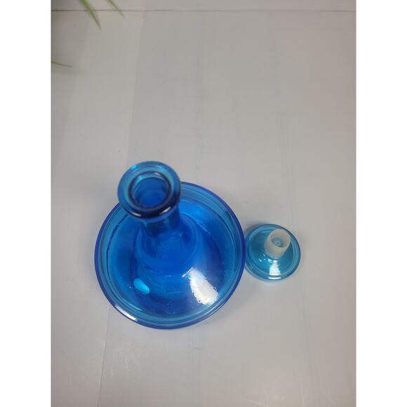 Vintage Blue Glass Decanter w/Stopper, Made In Belgium - Picture 2 of 5